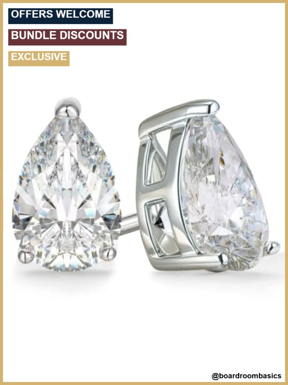 Pear Moissanite Stud Earrings Gold Plated S925 Silver 7x10MM Wedding Jewelry
